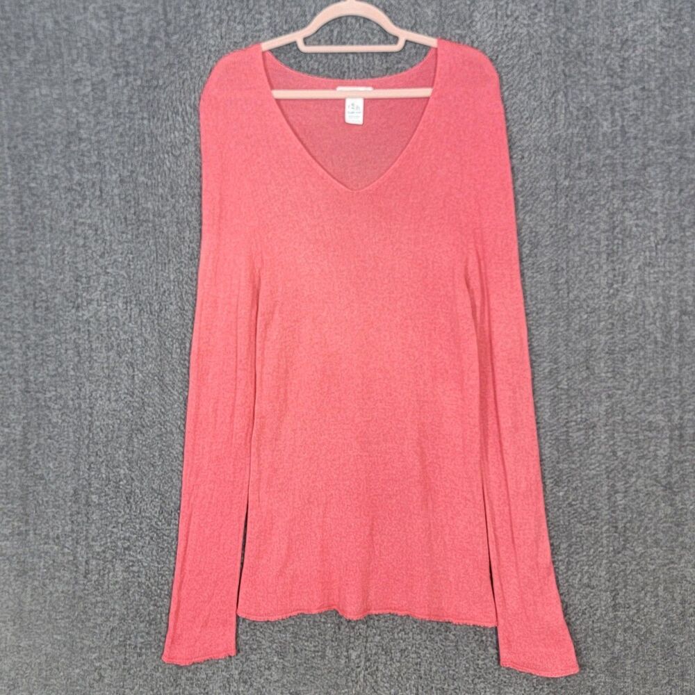 Be. Cashmere Sweater Womens XL Pink Cashmere Silk Long Sleeve V-Neck Knit Tunic